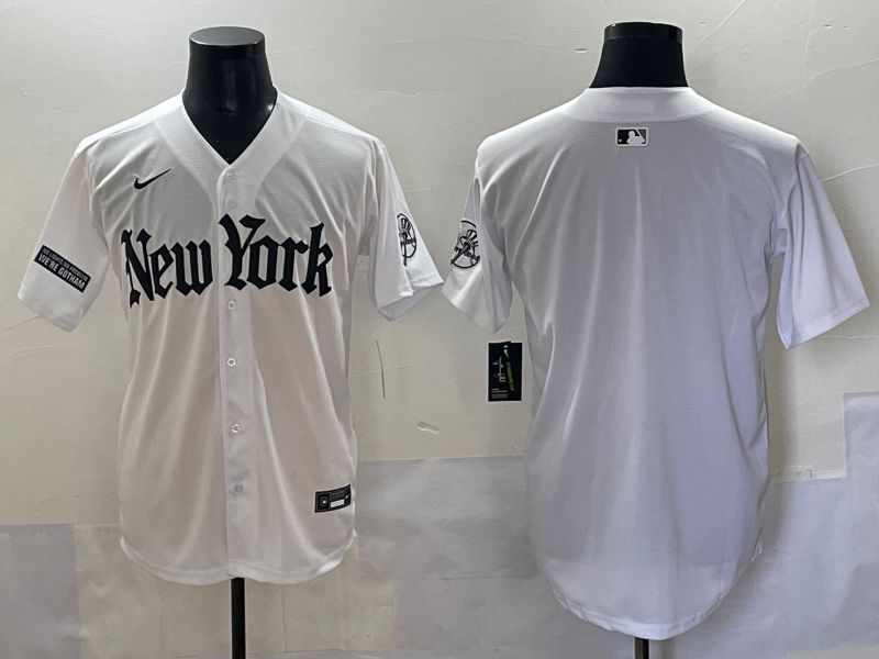 Men 2025 New York Yankees Blank White Five generations Joint Name Nike MLB Jersey style 104